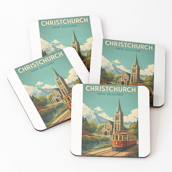 Item preview, Christchurch New Zealand Canterbury Tram Avon River Southern Alps Heritage designed and sold by Places On Earth.