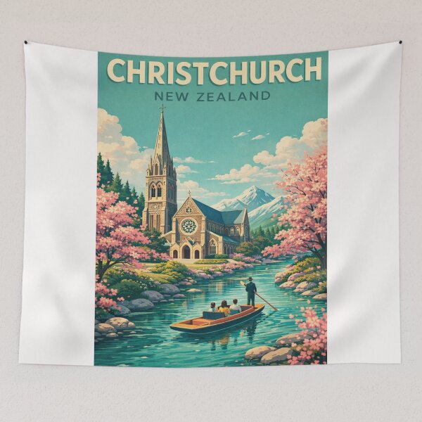 Item preview, Christchurch New Zealand Avon River Canterbury Cathedral Southern Alps Garden City designed and sold by Places On Earth.