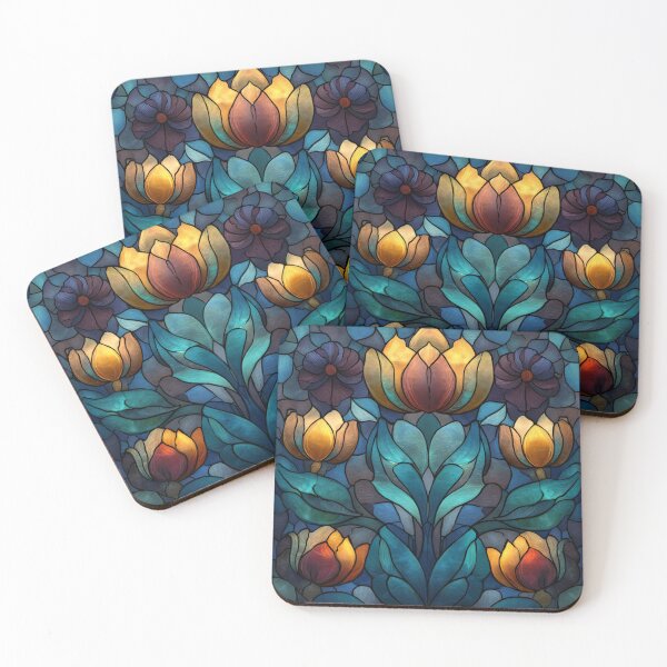 Item preview, Stained Glass Effect Beautiful Peony Flowers Design Pattern designed and sold by GrinGalore.