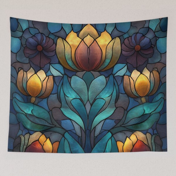 Item preview, Stained Glass Effect Beautiful Peony Flowers Design Pattern designed and sold by GrinGalore.