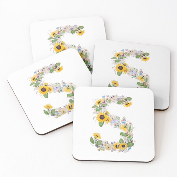 Item preview, Sunflower letter S watercolour painting  designed and sold by ColorandColor.