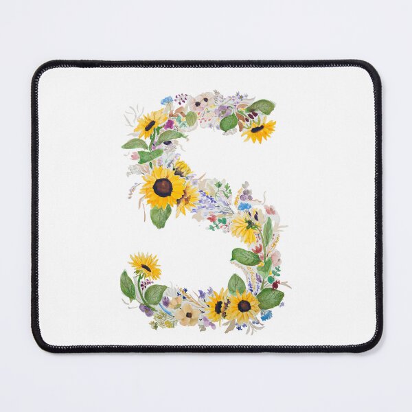 Item preview, Sunflower letter S watercolour painting  designed and sold by ColorandColor.