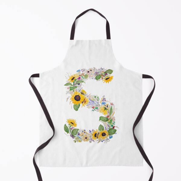 Item preview, Sunflower letter S watercolour painting  designed and sold by ColorandColor.