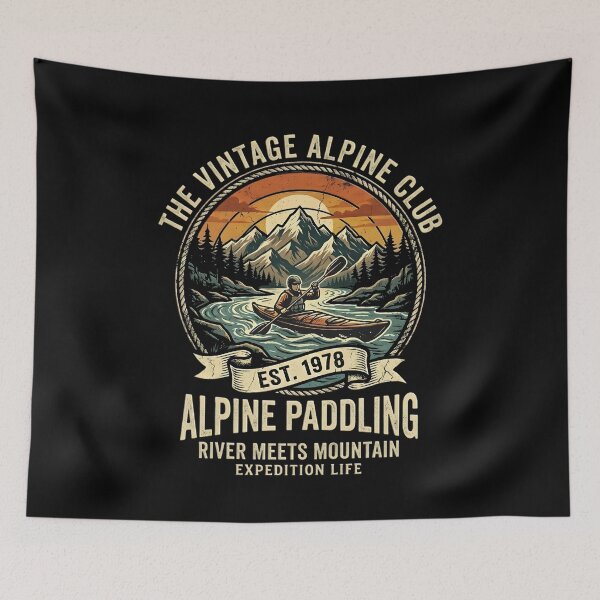Item preview, The Canoe Paddling Vintage Alpine Club - Alpine Paddling River Meets Mountain Retro Design canoe adventures designed and sold by Jt41.