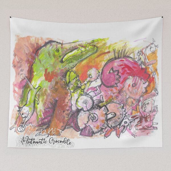 Item preview, Automatic Toy Crocodile With Musical Clowns, and Cats (Original Tempera Painting by ACCI) designed and sold by VanyssaGraphics.