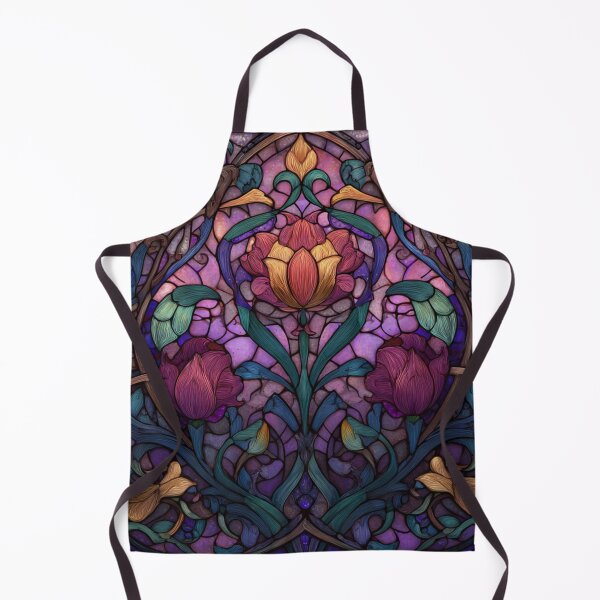 Item preview, Stained Glass Effect Beautiful Curls of Flowers Pattern designed and sold by GrinGalore.