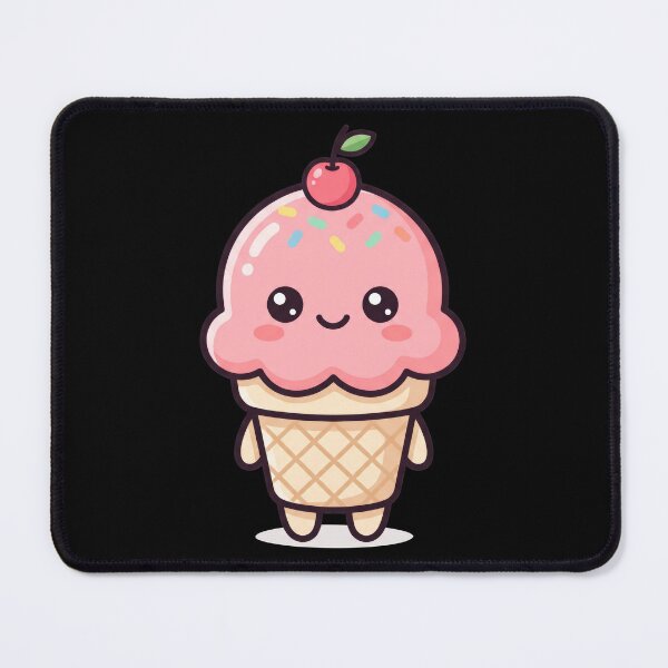 Item preview, Cute Kawaii Pink Ice Cream Cone Character designed and sold by seven things shop.