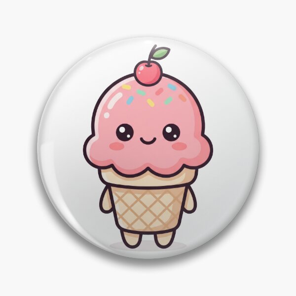 Item preview, Cute Kawaii Pink Ice Cream Cone Character designed and sold by seven things shop.
