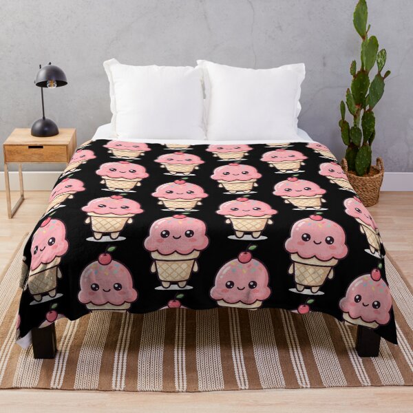 Item preview, Cute Kawaii Pink Ice Cream Cone Character designed and sold by seven things shop.