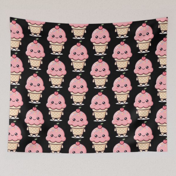 Item preview, Cute Kawaii Pink Ice Cream Cone Character designed and sold by seven things shop.