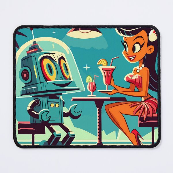 Item preview, Robbie's Big Date - Retro Robot Romance Art designed and sold by Montana Slim.