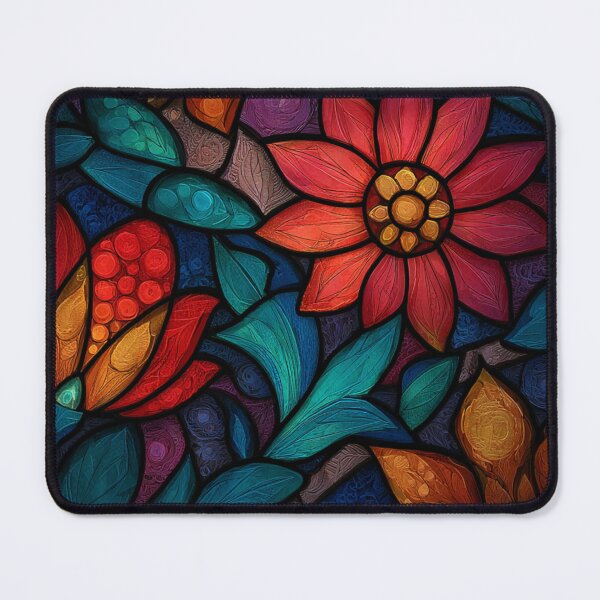 Item preview, Stained Glass Effect Beautiful Red Flowers Pattern designed and sold by GrinGalore.