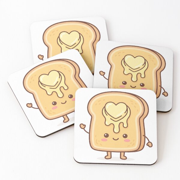 Item preview, Cute Kawaii Toast with Heart Butter Illustration - Melting Butter Bread Character - Sweet Breakfast Art designed and sold by seven things shop.