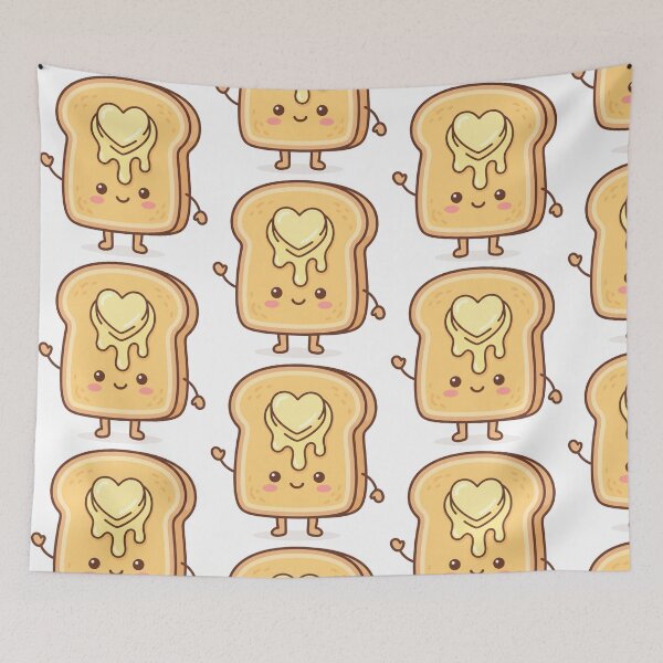 Item preview, Cute Kawaii Toast with Heart Butter Illustration - Melting Butter Bread Character - Sweet Breakfast Art designed and sold by seven things shop.