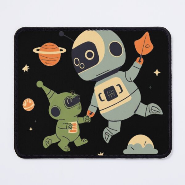 Item preview, Cute Astronaut Robot and Alien Friend - Whimsical Retro Space Art designed and sold by PACS0011.