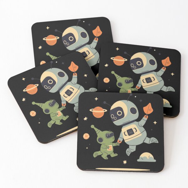 Item preview, Cute Astronaut Robot and Alien Friend - Whimsical Retro Space Art designed and sold by PACS0011.