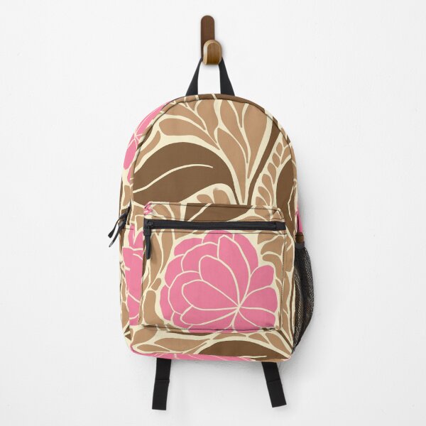 Item preview, XL Pink Peony Brown Tan Art Nouveau Botanical Floral Pattern designed and sold by DColourMuse.