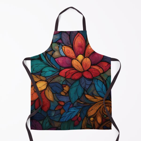 Item preview, Stained Glass Effect Beautiful Red Flowers Leaves Pattern designed and sold by GrinGalore.