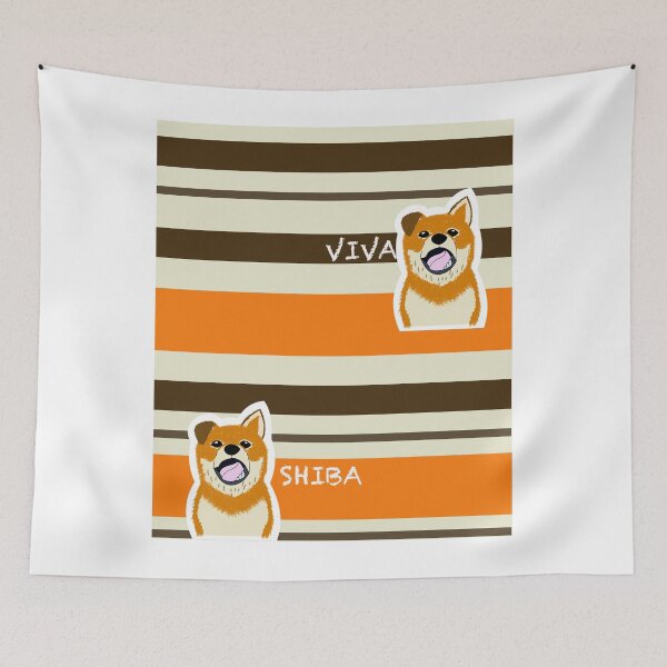 Item preview, Multi stripe with Shiba Inu puppy "ORANGE TART" designed and sold by ShibaCruise-On.