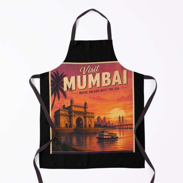 Item preview, Visit Mumbai Vintage Travel Poster – Gateway of India Sunset & Sea Link Illustration | India Travel Art designed and sold by Globalcitytees.