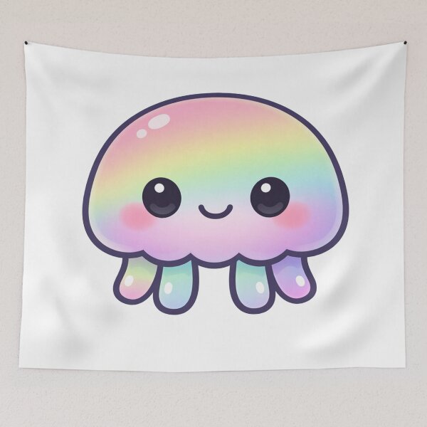 Item preview, Kawaii Rainbow Jellyfish Cute Pastel Ocean Creature designed and sold by Owcomm.
