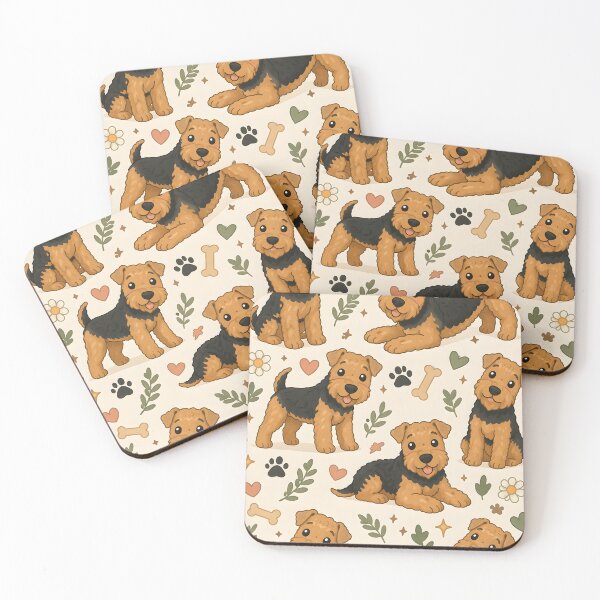 Item preview, Cute Airedale Terrier Pattern – Playful Dog Illustration designed and sold by blankTeeShirt.