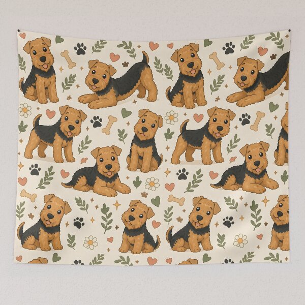 Item preview, Cute Airedale Terrier Pattern – Playful Dog Illustration designed and sold by blankTeeShirt.