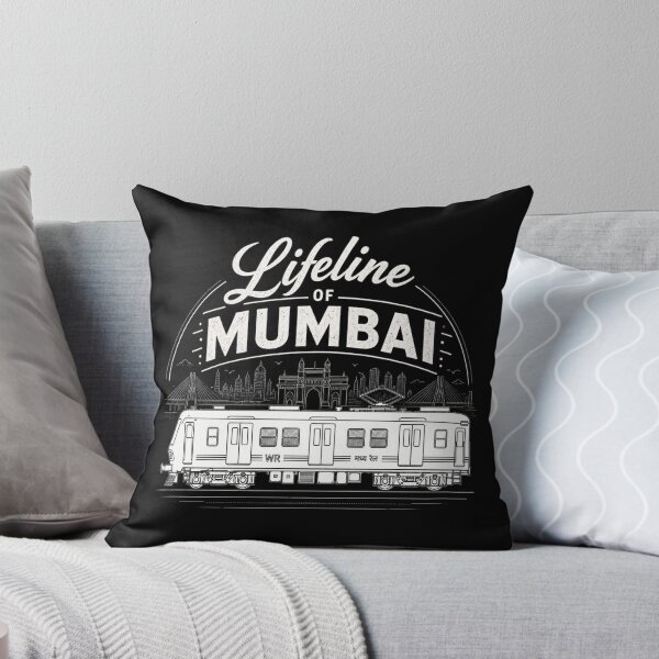 Item preview, Lifeline of Mumbai Local Train – Gateway of India Skyline Retro Typography Design designed and sold by Globalcitytees.