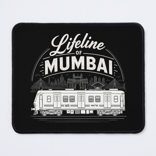 Item preview, Lifeline of Mumbai Local Train – Gateway of India Skyline Retro Typography Design designed and sold by Globalcitytees.