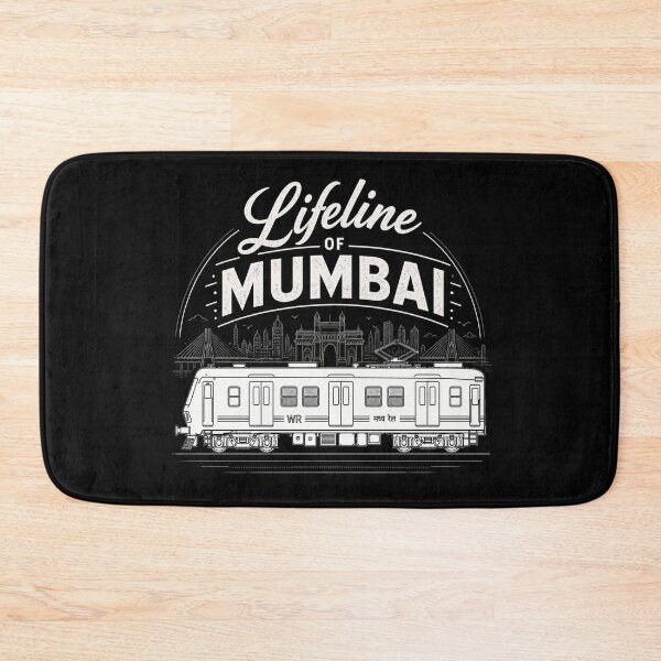 Item preview, Lifeline of Mumbai Local Train – Gateway of India Skyline Retro Typography Design designed and sold by Globalcitytees.