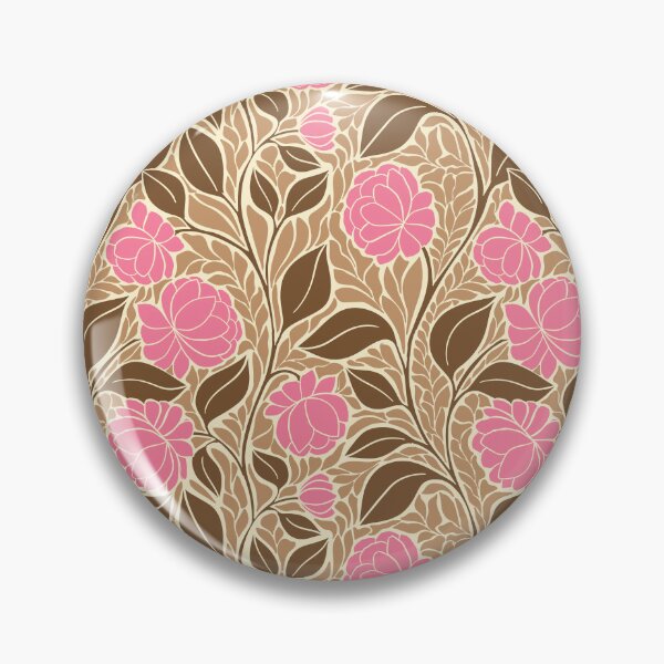 Item preview, Large scale of Pink Peony Brown Tan Art Nouveau Botanical Floral Pattern designed and sold by DColourMuse.