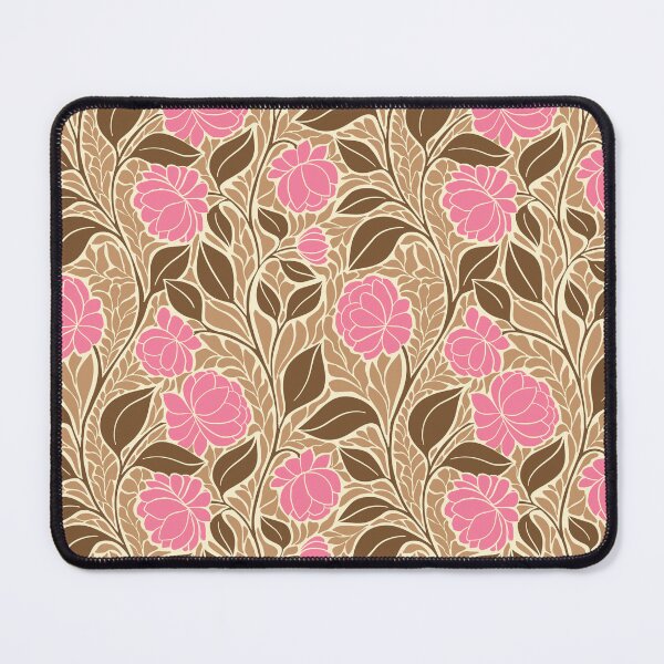 Item preview, Large scale of Pink Peony Brown Tan Art Nouveau Botanical Floral Pattern designed and sold by DColourMuse.