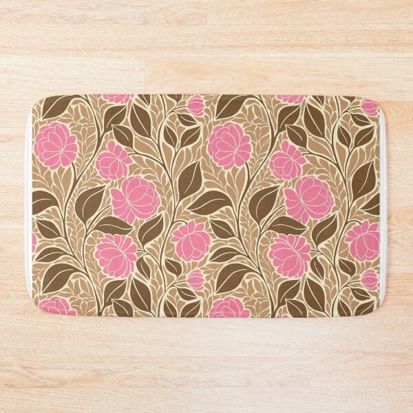 Item preview, Large scale of Pink Peony Brown Tan Art Nouveau Botanical Floral Pattern designed and sold by DColourMuse.