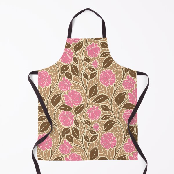 Item preview, Large scale of Pink Peony Brown Tan Art Nouveau Botanical Floral Pattern designed and sold by DColourMuse.