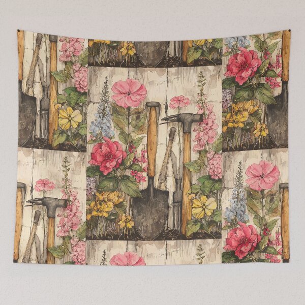 Item preview, The Tool Shed Tapestry - Gardening Elements designed and sold by bapupa.