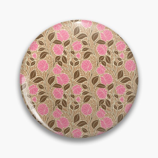 Item preview, Medium scale of Pink Peony Brown Tan Art Nouveau Botanical Floral Pattern designed and sold by DColourMuse.