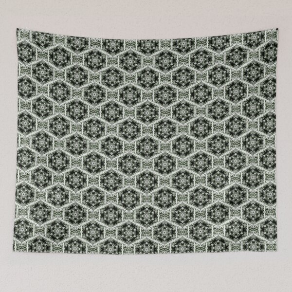 Item preview, Decorative Boho Hexagon Pattern in Green and White designed and sold by Artistestella.