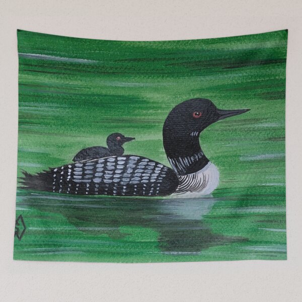 Item preview, Common loon with baby on back  designed and sold by Matt Starr Fine Art .