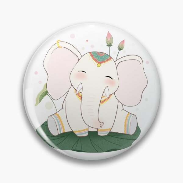 Item preview, Sacred White Elephant – Cute Indian Lotus Elephant Illustration designed and sold by crayonique.