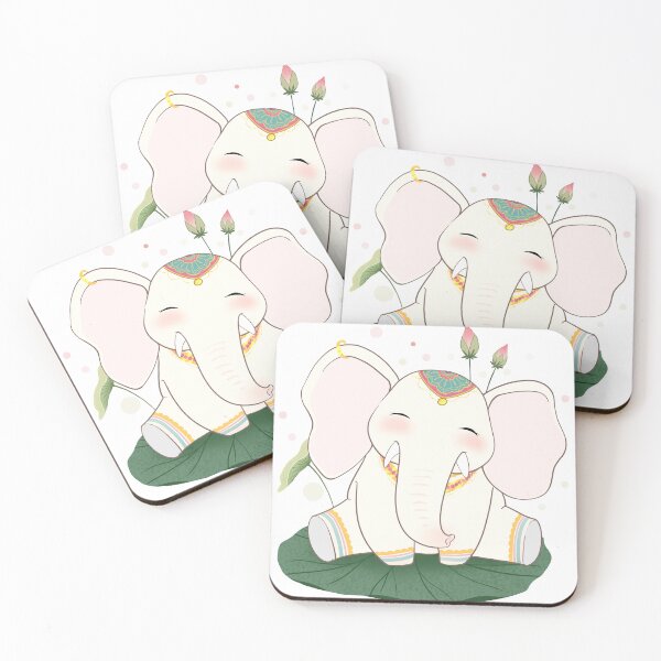 Item preview, Sacred White Elephant – Cute Indian Lotus Elephant Illustration designed and sold by crayonique.