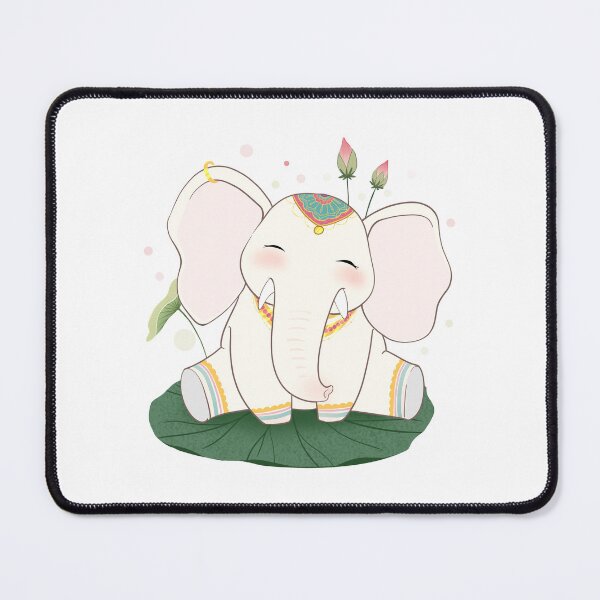Item preview, Sacred White Elephant – Cute Indian Lotus Elephant Illustration designed and sold by crayonique.