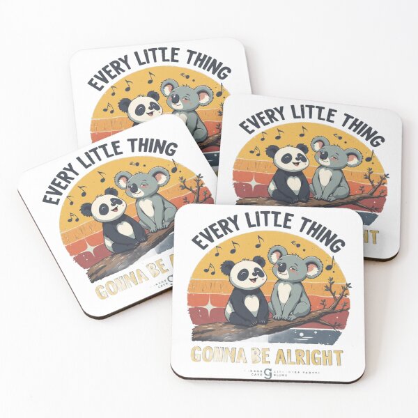 Item preview, Every Little Thing Gonna Be Alright Cute Panda Koala Retro Sunset Animal Design designed and sold by Amitabr14.