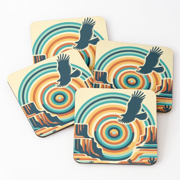 Item preview, Soaring Eagle over Retro Canyon Contours designed and sold by InkSmithery.
