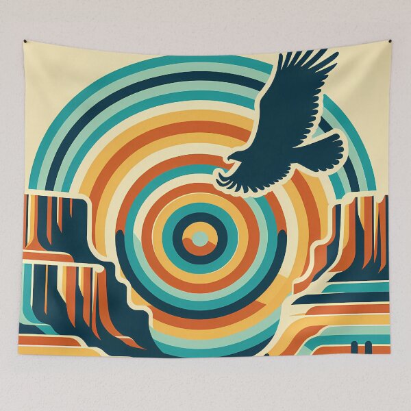 Item preview, Soaring Eagle over Retro Canyon Contours designed and sold by InkSmithery.
