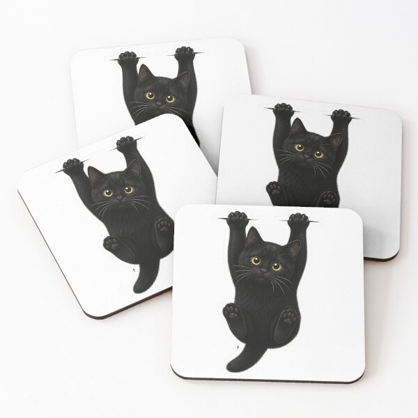 Item preview, Cute Black Cat Hanging Cartoon Art designed and sold by PriyankaSonara.