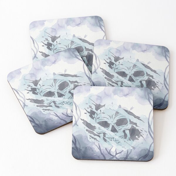 Item preview, Neon Blue Skull Torn Paper Minimalist Drawing designed and sold by MarCinu Art.