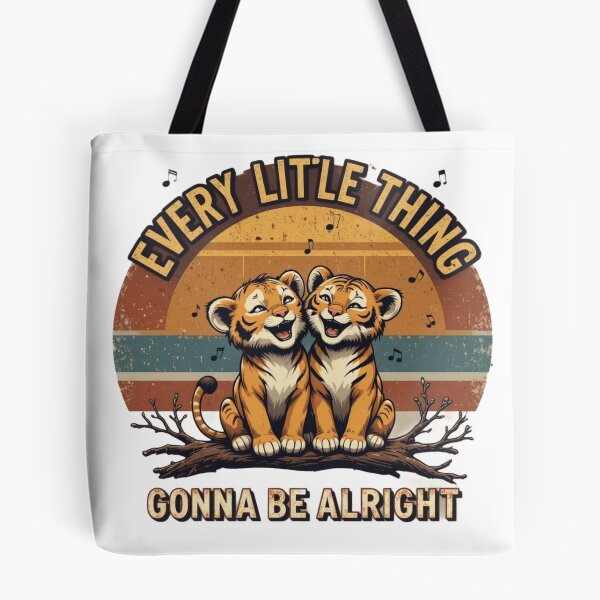 Item preview, Every Little Thing Gonna Be Alright Happy Tiger Cubs Retro Sunset Cute Animal Design designed and sold by Amitabr14.