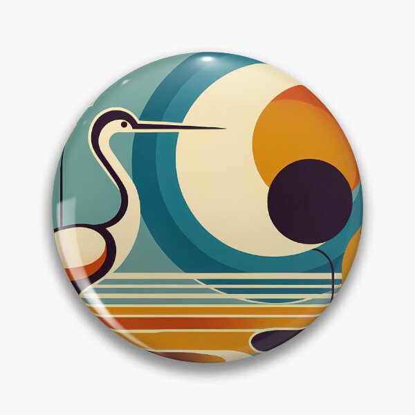 Item preview, Stylised Heron with Teal Sun and Reeds designed and sold by InkSmithery.