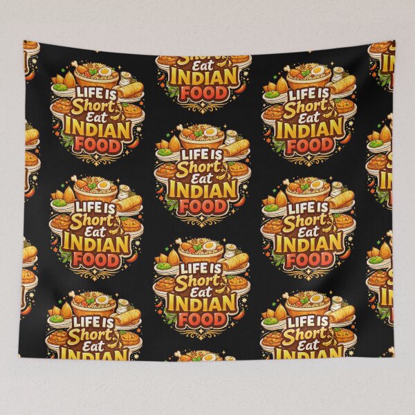 Item preview, Life Is Short Eat Indian Food | Funny Indian Food Lover Design | Biryani Samosa Chai Art designed and sold by Globalcitytees.