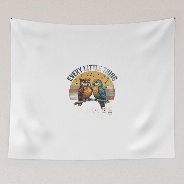Item preview, Every Little Thing Gonna Be Alright Cute Owl Parrot Retro Vintage Bird Artwork designed and sold by Amitabr14.